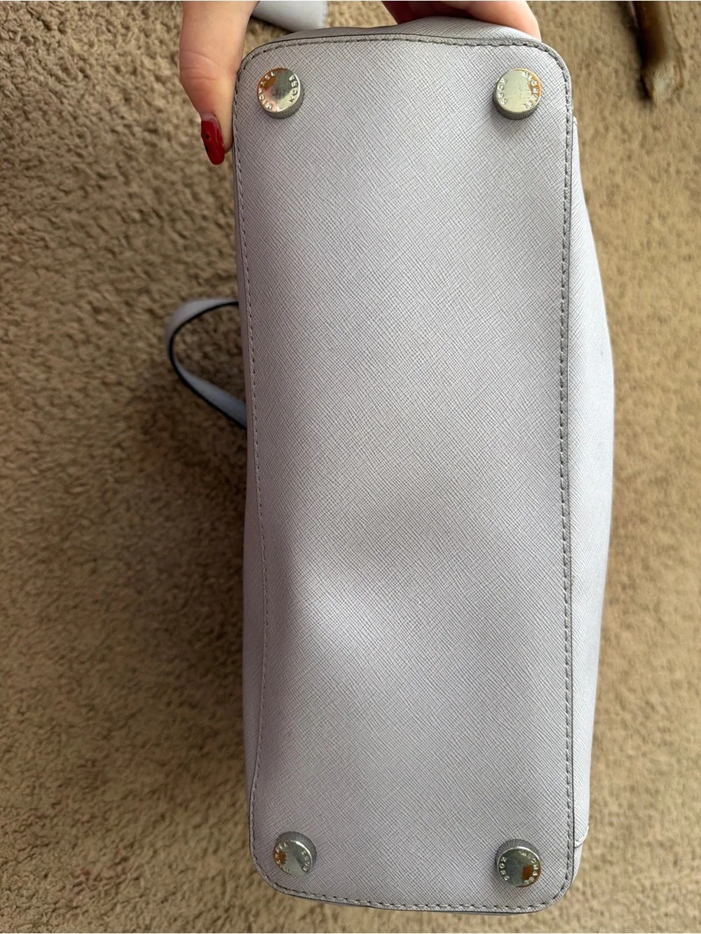 Michael Kors Pale Purple Saffiano Leather Tote Purse and Wallet Set Pearl Grey